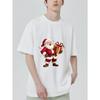 Christmas T-Shirt Black Santa Claus Holding Gift Box Holiday Party Wear