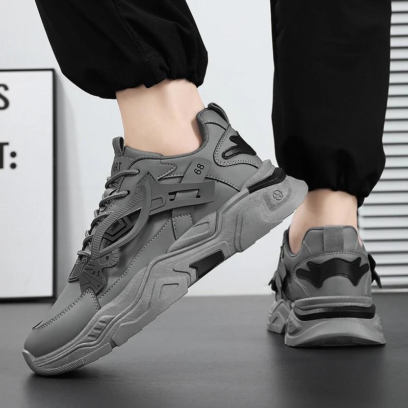 Обувь для увеличения роста студентов Четыре сезона Новая толстая подошва Мужская повседневная спортивная обувь Мягкая подошва Удобная уличная обувь для бега