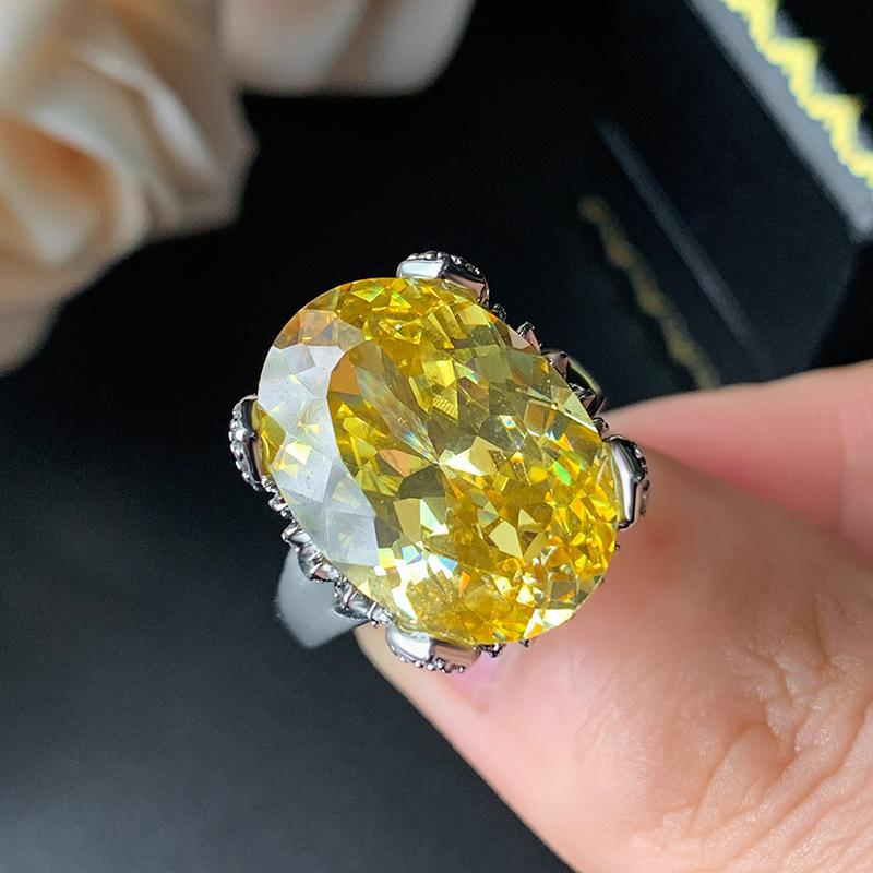 Jewelry Ring Real Bird'S Nest Cut Purple Carp Pink Zirconium Yellow Diamond Lucky Egg Ring Women'S