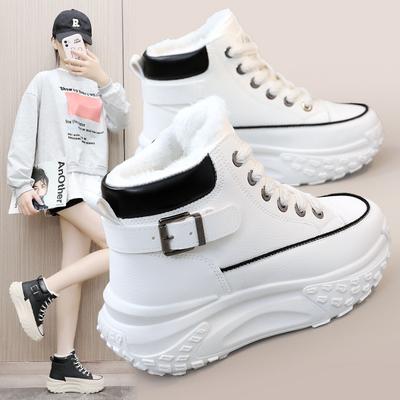 Модные новые кроссовки для женщин на шнуровке, белые вулканизированные туфли, повседневные модные папины кроссовки, кроссовки на платформе, теплые удобные хлопковые туфли