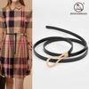 Four Seasons Available New Women'S Leather Thin Belt With No Hole Design Decorative Belt Waist Seal Dress Versatile Two Layer Leather Belt