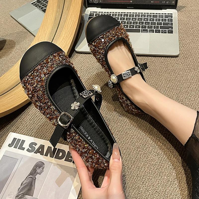Fashion High Quality Round Toe Shoes for Women Women Dress Low-heeled Roman Casual Mary Jane Shoes Buckle Women's Pumps Zapatos De Mujer