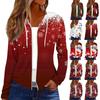 Women's Fashion Christmas Print Casual Zip-Up Long-Sleeved Hooded Jacket