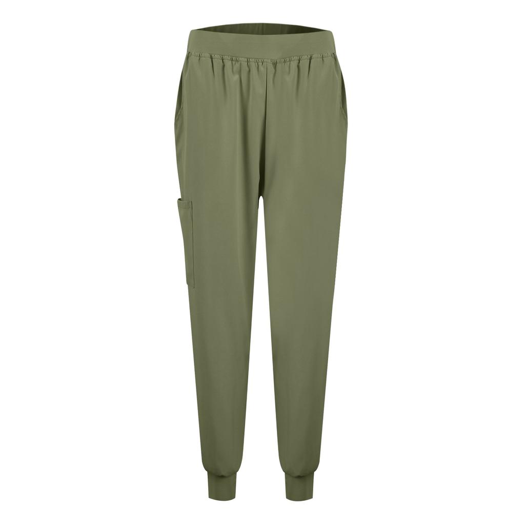 Женская униформа из быстросохнущей ткани, однотонный костюм с V-образным вырезом, двойными карманами и короткими рукавами, рабочая одежда для медсестер