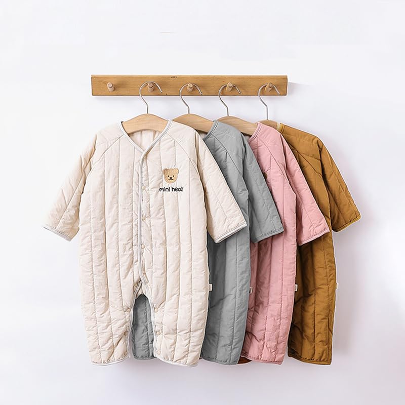 Babykoi Baby Clothes Long Sleeve Romper Spring Autumn Winter Clothes Newborn Thick Cotton Coveralls Baby Girls Preparing for Maternity Gift Plain