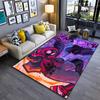 Area Rug, Spider-Man Spider-Verse Miles Morales Gwen Stacy Neon Purple Pink City Print, Playroom Decor, Non-Slip Mat
