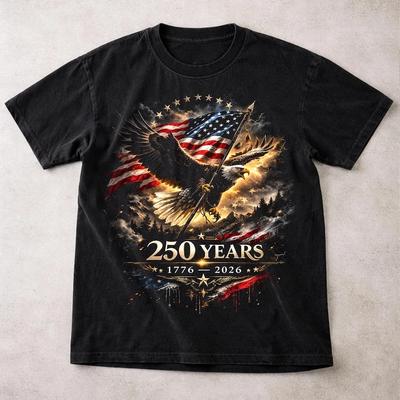 Футболка "250-летие Орёл Американский флаг 1776-2026", День независимости