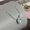 Серебряный кулон-шарм для ожерелья 925 пробы, синий, простая геометрическая форма, женский кулон, чокер, подарок на день рождения, изысканные ювелирные аксессуары