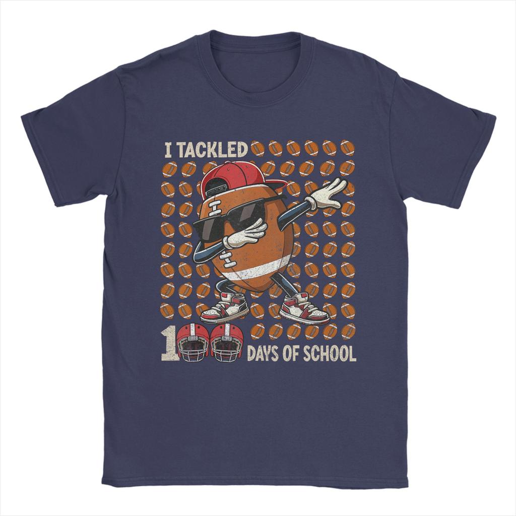 Fashion I Tackled 100 Days of School Dabbing Football TShirt Unisex O Neck Cotton T Shirts Short Sleeve Tee Shirt Printed Tops