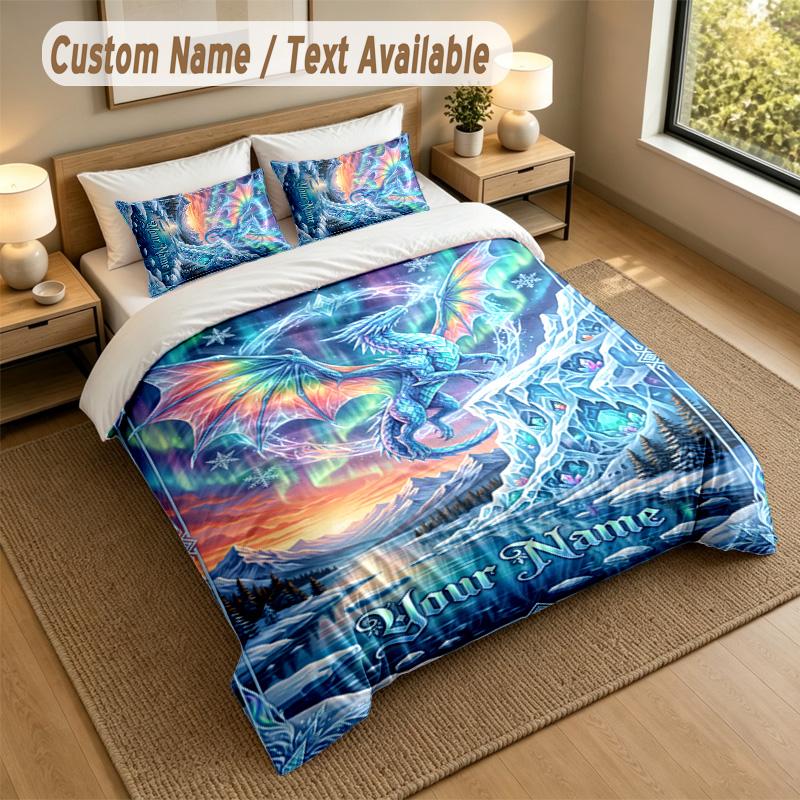 Dragon Phoenix Theme Personalized 3Pcs Bedding Set Custom Text & Name 1 Sheet 2 Pillowcases Household Bedding 1pc