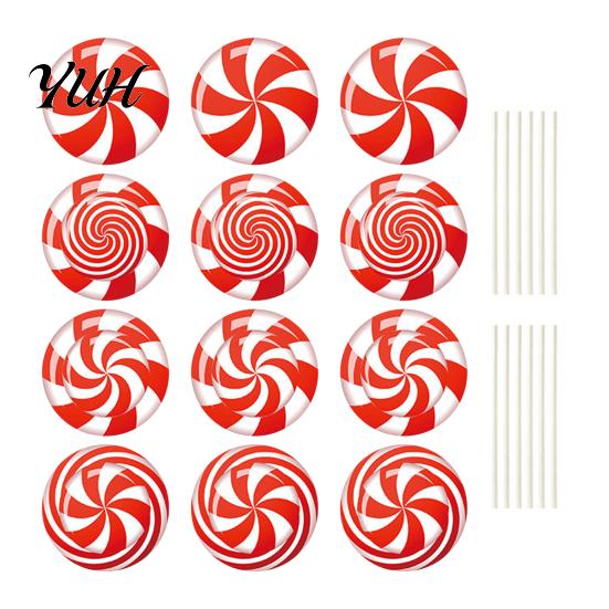 Weather Resistant Christmas Lawn Art 12Pcs Candy Yard Stakes, Hollow Board Garden Decor with Metal Spikes, Easy Install Signs Red White Green Outdoor