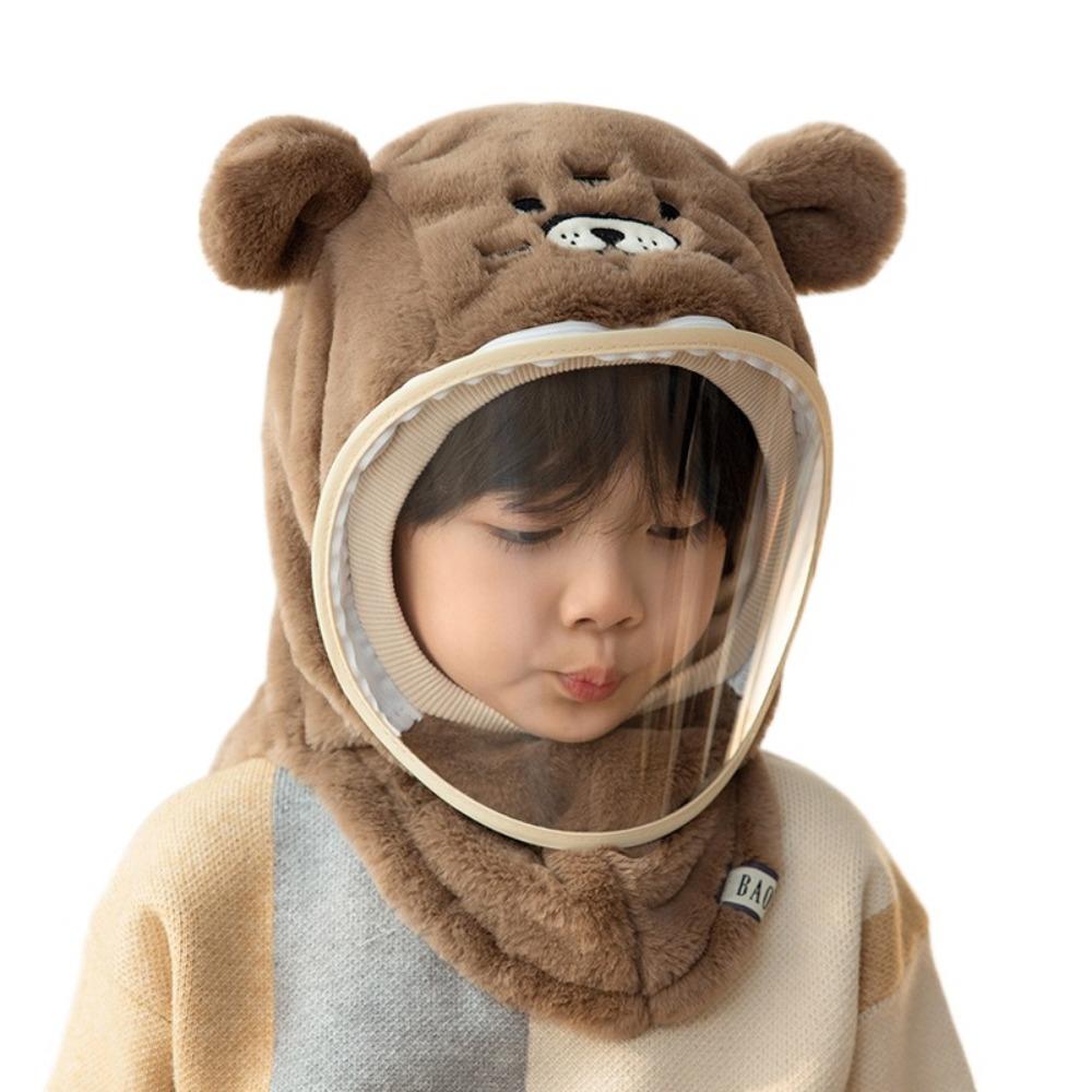 Cartoon Kids Mask Integrated Hat Warm Shawls Winter All-in-one Caps Cute Children's Hats Autumn