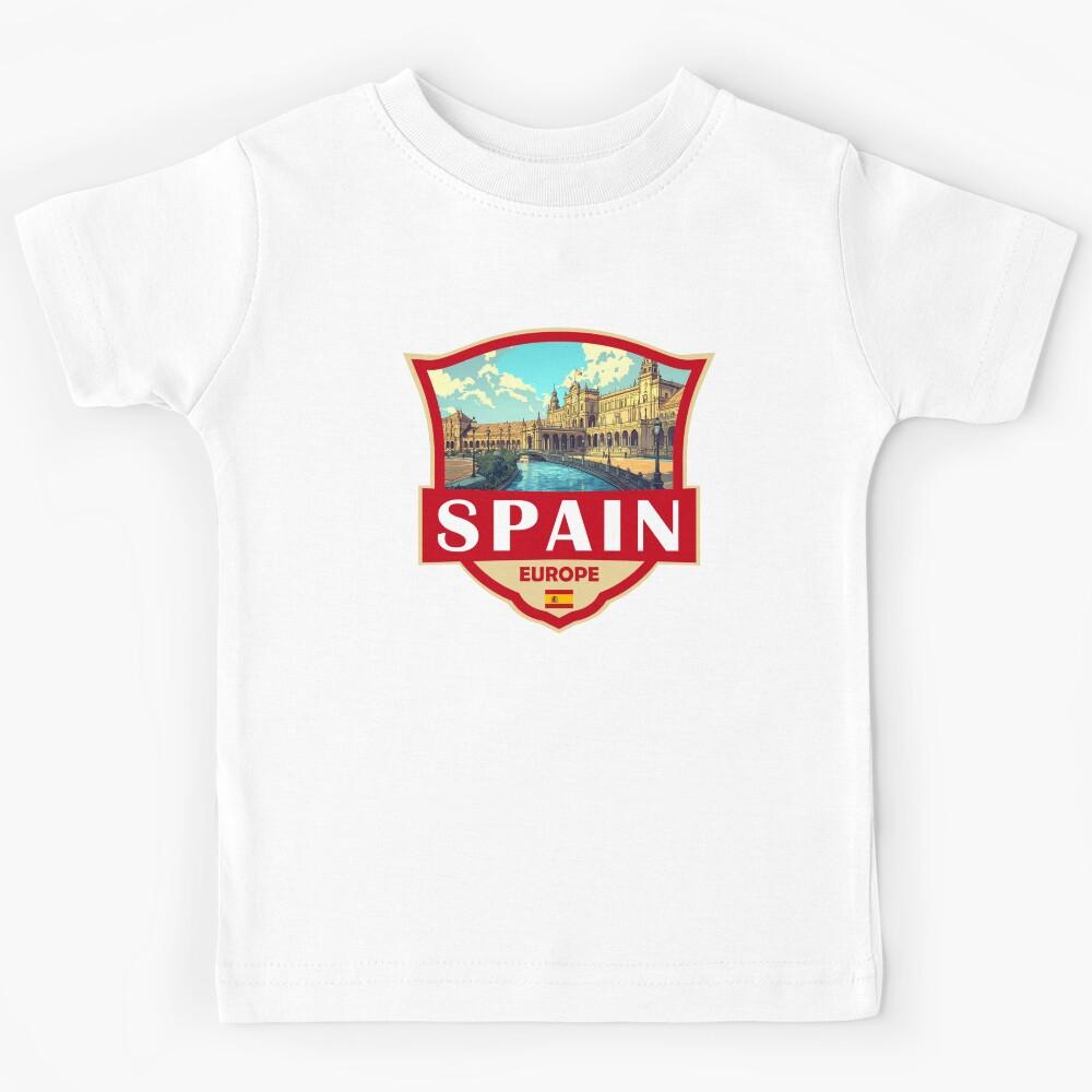 Spain Illustration Retro Badge Kids T-Shirt