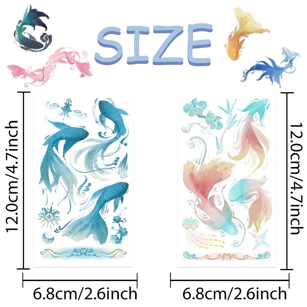 10 листов красочных наклеек-татуировок с изображением карпа для рук, тела, рук, временных поддельных водонепроницаемых наклеек для татуировок, подарки для студентов