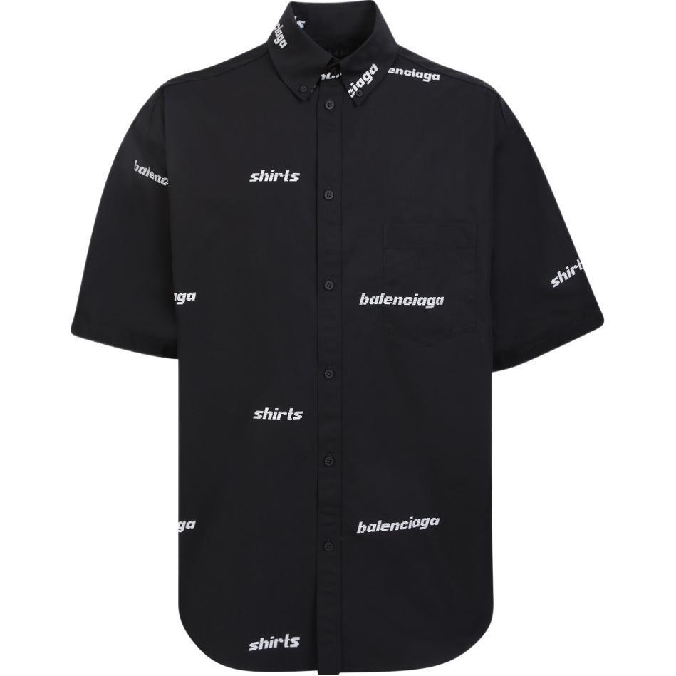 Balenciaga Рубашка Обычный крой Мужская Черная 681702TOL651070