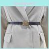 Womens Leather Belt With Classic Silver Buckle For Daily Office Attire Gift