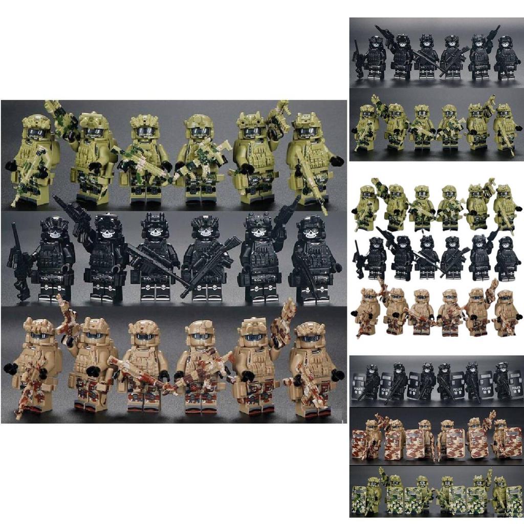 Призрачный спецназ Военный спецназ Конструкторы Совместимые с конструкторами для мальчиков Со щитами и ведрами