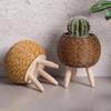 Desktop Plant Storage Indoor Rattan Flower Stand Triangular Bracket