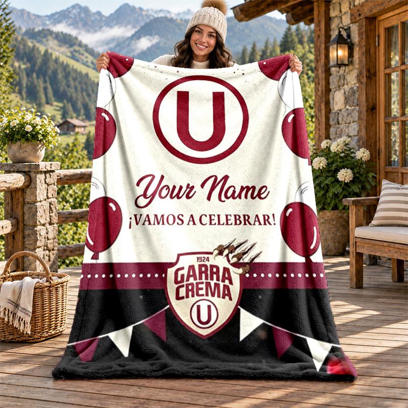 Club Universitario de Deportes Custom Name Flannel Blanket Personalized Soft Warm Plush Throw Blanket Customized Gift for Family Friends