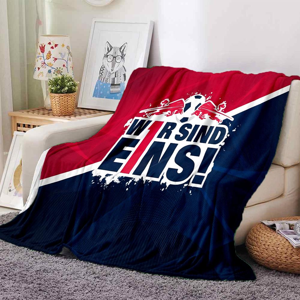 Rb FootballCrest Design Flannel Blanket, Soft Polyester, Modern Design, All-Season for Camping, Travel, Gifts for holidays or birthdays