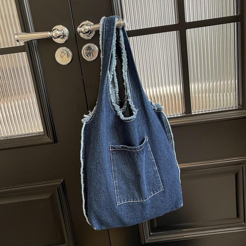 Сумка через плечо из денима, женская, повседневная, студенческая, рюкзак для поездок на работу, большая вместимость, ленивая женская сумка