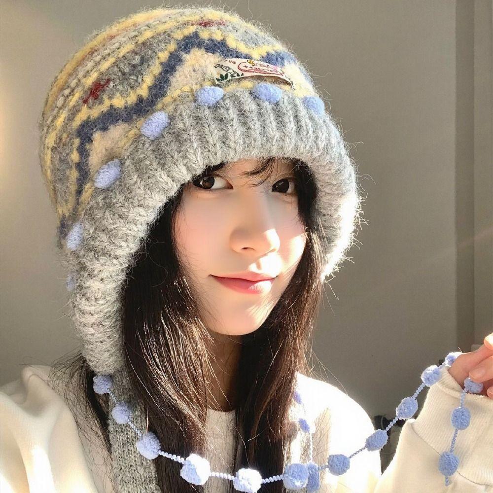 Ear Protection Knitted Cap Thickened Beanie Hats Cute Winter Hat Winter