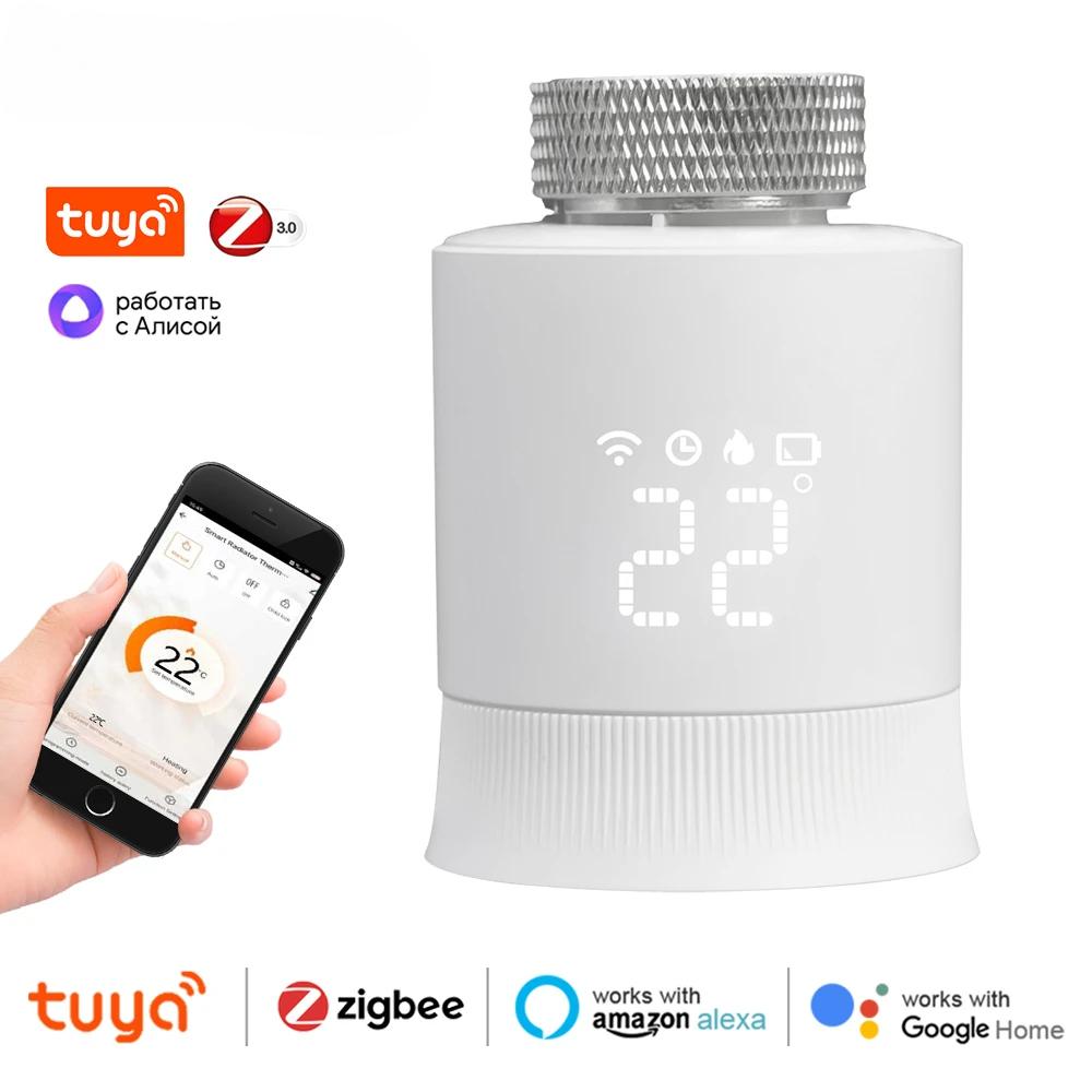 Tuya ZigBee 3.0 Новый интеллектуальный радиаторный приводной клапан программируемый термостат температурный обогреватель голосовое управление для Alexa Google Home