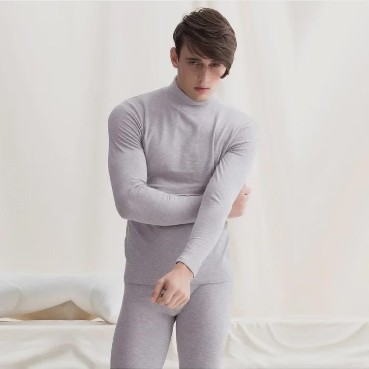 Men's Medium Turtleneck Thermal Underwear Set with Velvet, Autumn/Winter Dad Suit