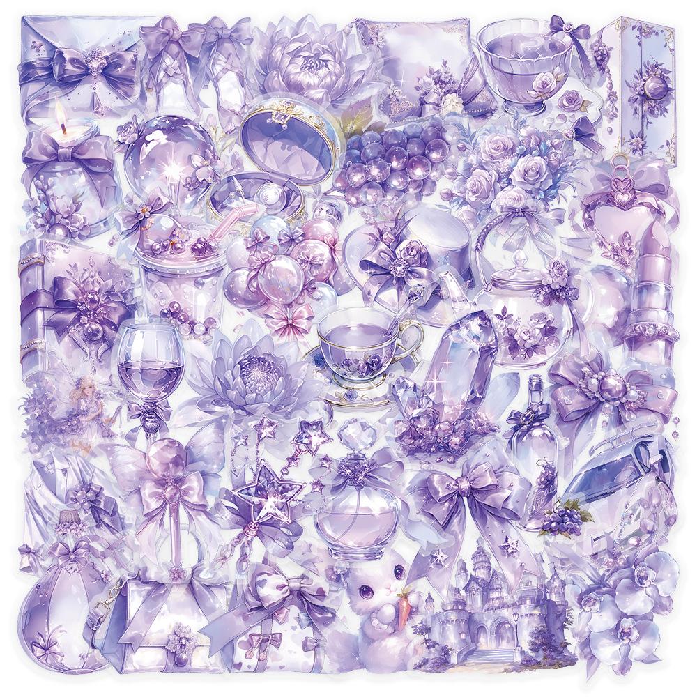 60 листов многоцветных наклеек в стиле ИНС: Реалистичные маленькие объекты в синем, розовом, фиолетовом, желтом и зеленом цветах