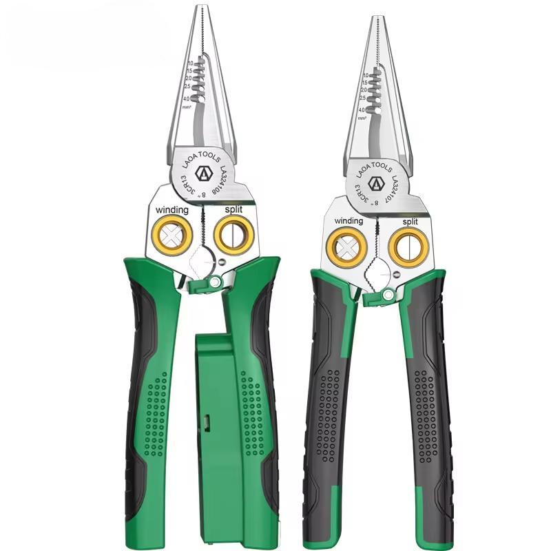 Плоскогубцы электрика, Многофункциональный стриппер для проводов, 8-в-1 Иглогубцы из нержавеющей стали с электрическими измерениями