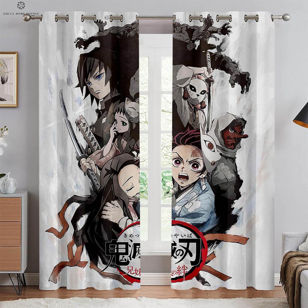 Шторы с японским принтом аниме для детской комнаты, спальни, гостиной, кухни, декоративные шторы, украшение для дома, 2 шт.