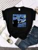 Mona Lisa T Shirts Funny Cat Lovely Cute Printed TShirt for WomenS Crewneck Gothic Women Tshirt Casual Female Tee Shirts