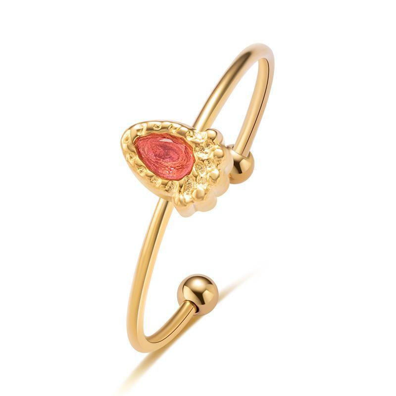 Кольцо с открытым циркониевым покрытием цвета капли воды, титановая сталь, покрытая настоящим золотом, не выцветает, французское изысканное регулируемое кольцо из нержавеющей стали