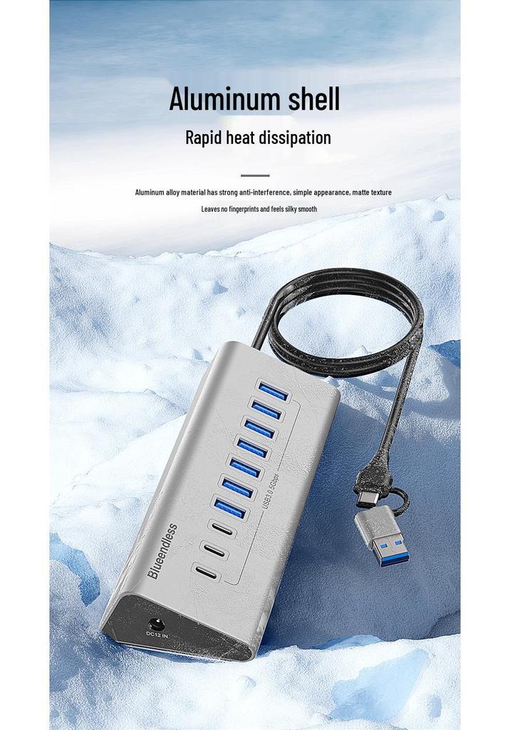 BlueShuo USB 3.2 10-Port Type-C Hub Splitter for Laptops & Desktops