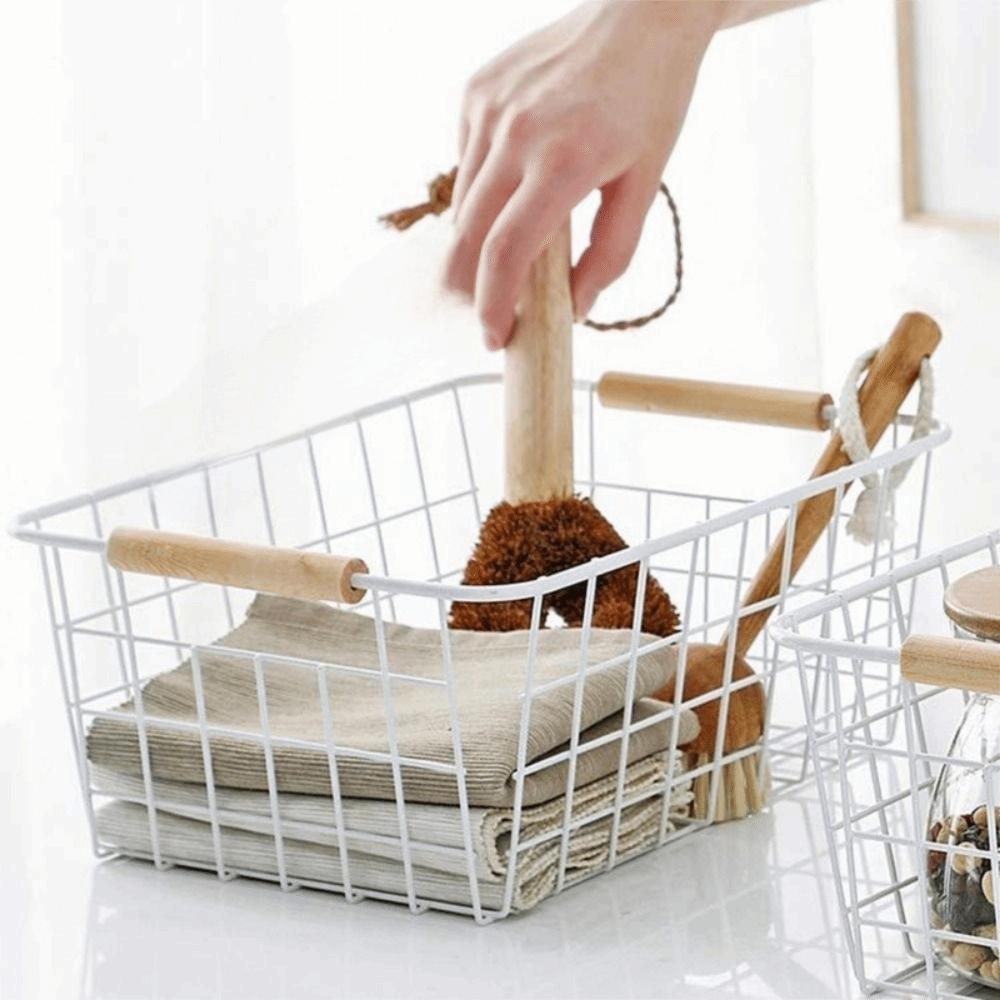 Металлическая железная проволочная корзина прямоугольная контейнер для мелочей настольная корзина для хранения для ванной комнаты кухни