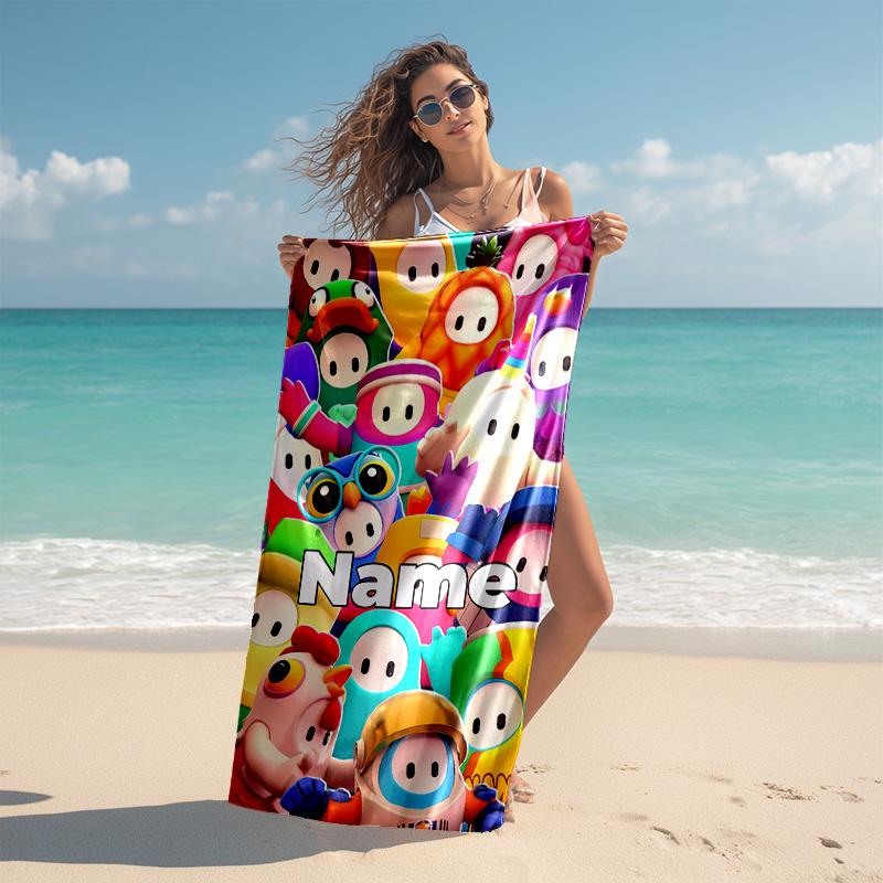 Personalized customized proof beach towel with Stumble Guys pattern - soft, absorbent,quick-drying,perfect swimming,camping&bathing