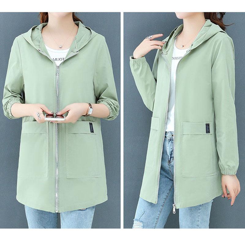 Женское пальто средней длины большого размера, женская весенне-осенняя свободная куртка с капюшоном, ветровка, топы
