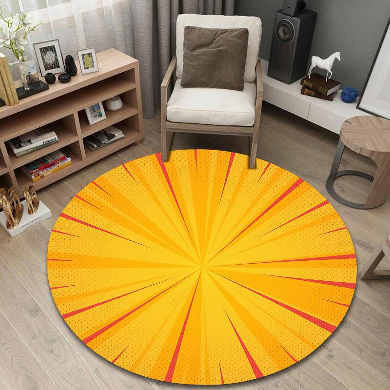 Artistic Round Floral Multicolor Carpet, Non-Slip Floor Mat for Kids Room