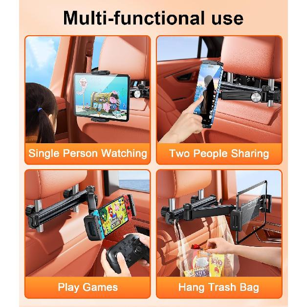 Держатель для планшета с удлинительным рычагом для подголовника автомобиля, регулируемый держатель для iPad для заднего сиденья автомобиля, обращенный назад для детей, младенцев, автомобильное крепление подходит для 4,7"-13" сотового телефона