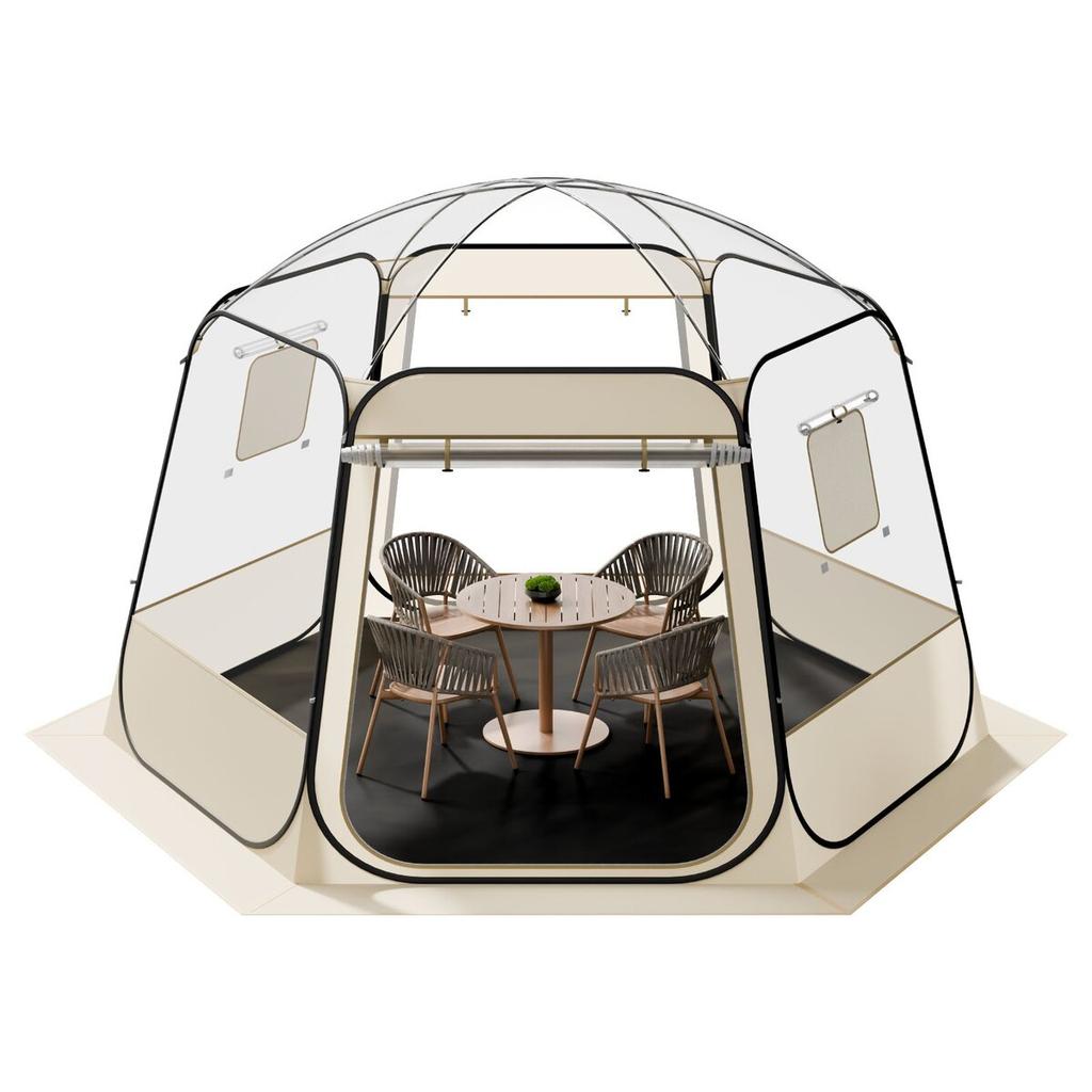 Pop up Bubble Tent, 3.36 x 3.05 m Waterproof & UV-Resistant, Clear Camping Tent Shelter, Outdoor Garden Dome Igloo Tents with Windows, 540° Panoramic