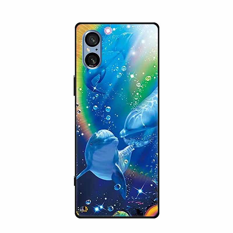 For Sony Xperia 5 V Case XQ-DE54 Lovely Soft TPU Silicone Painted Cat Phone Cover For SONY Xperia 5 V 5G 5V 2023 Shell Bumper