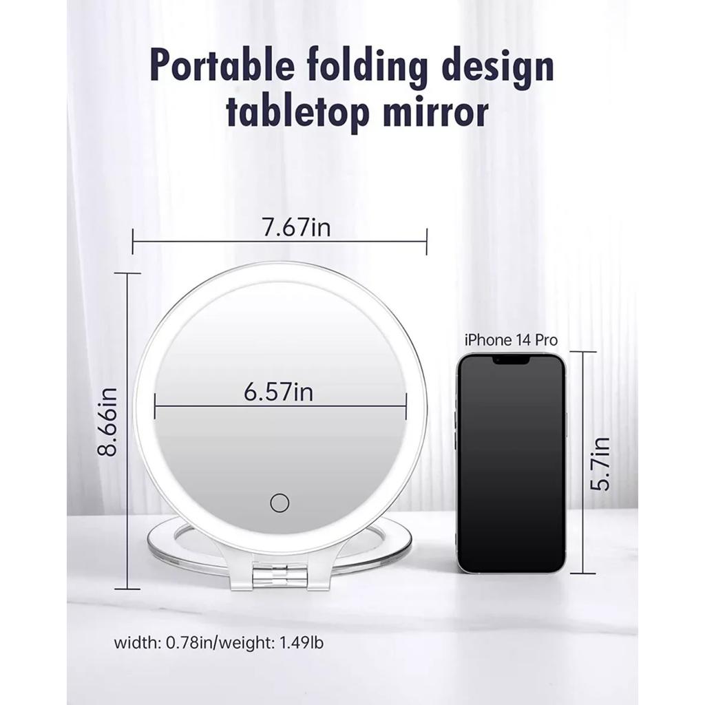 Makeup Mirror With Light White LED Daylight Vanity Mirror Detachable/Storage Base 3 Modes Mirror With Light Gift USB Cable