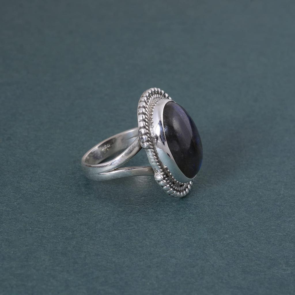 Кольцо из натурального лабрадорита, серебряное кольцо 925 пробы, дизайнерское кольцо ручной работы, эффектное кольцо, кольцо в стиле бохо, кольцо для вечеринки, кольцо с камнем