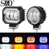 2PCS/1PC 4Inch 30W 12V 24V Waterproof Round Angel Eyes LED Light Portable Spotlights Motorcycle Offroad Truck Driving Car Boat Square Work Light