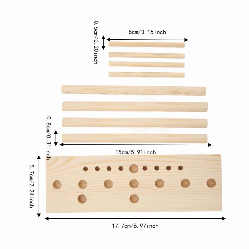 9pcs Beige Wood Finish Bow Making Tool Multi Size Adjustable Wooden Bow Maker Party Decorations