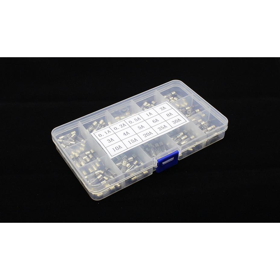 15Kinds 150pcs 5*20 Fast-blow Glass Tube Fuses Car Glass Tube Fuses Assorted Kit 5X20 with Box Fusiveis 0.1A-30A Household Fuses Fuse Holders1