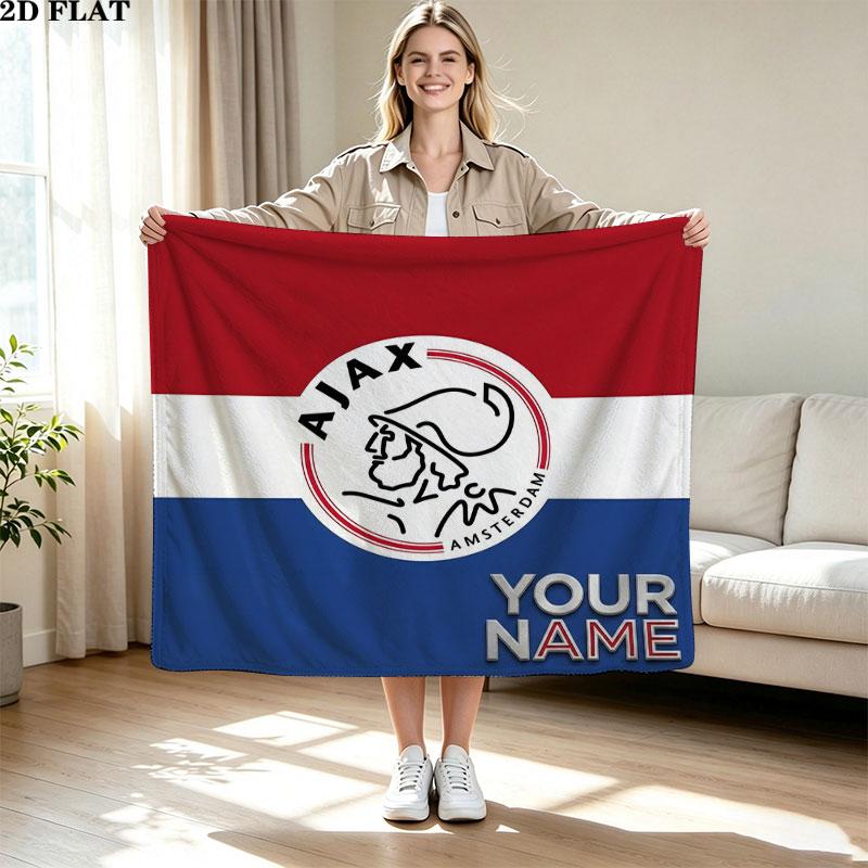 1PC AFC Ajax Custom Name Patterned Flannel Blanket Suitable For All Seasons for Home Decor Warmth and Comfort Gifts Holiday Present