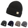 Men's Winter Thicken Warm Fleece Lined Knitted Woolen Hat Fashion All Match Korean Style Solid Color Beanie