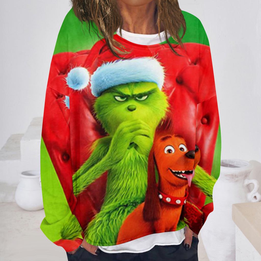 Women's Casual Fashion Vintage Printed Long Sleeve O-Neck Sweatshirt Layer Pullover Top