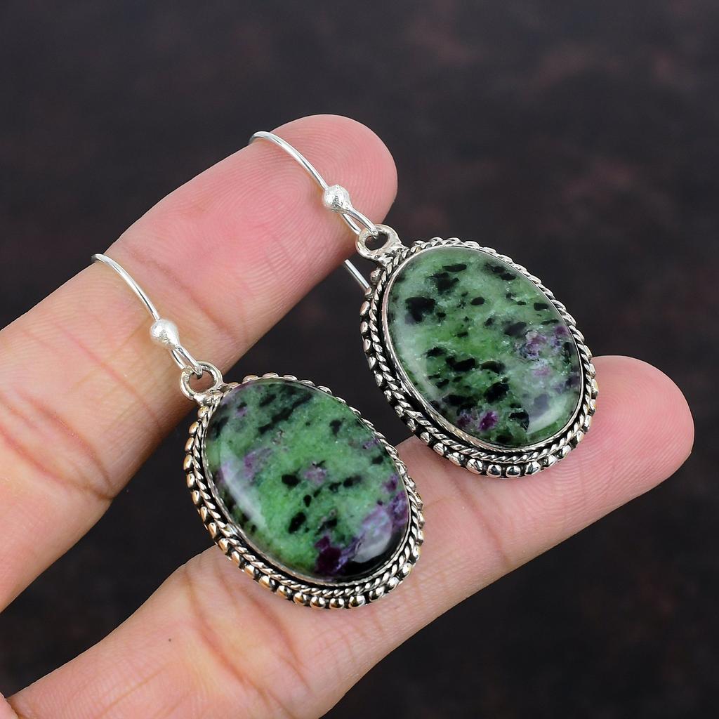 Ruby Zoisite Earring Beautiful Vintage Earrings Gemstone Handmade Jewelry 925 Sterling Silver Earring Ruby Zoisite Jewelry Gifts For Women